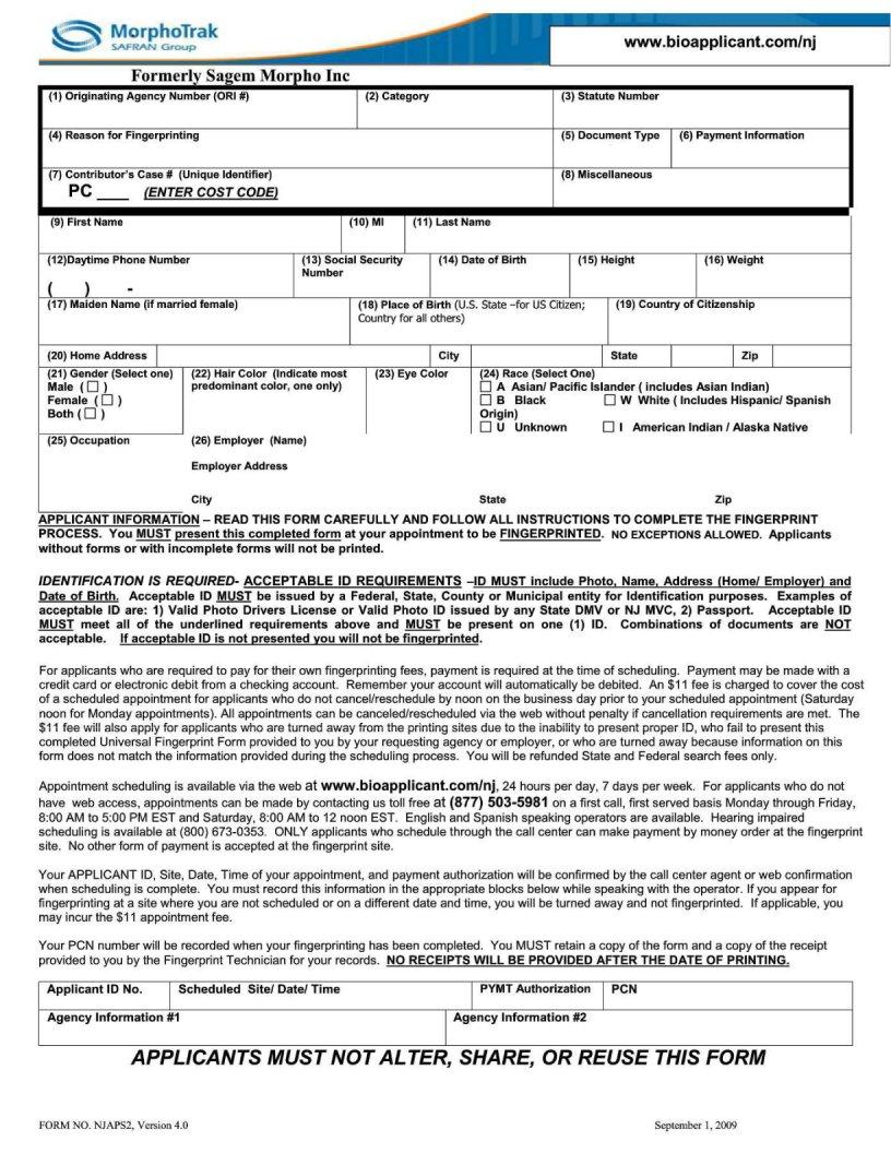 Blank Form Morphotrak Fill Out and Print PDFs