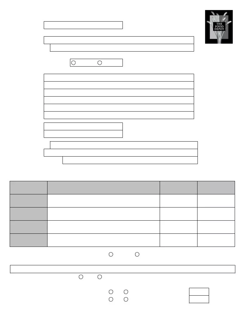 Blank Food Depot Application Fill Out and Print PDFs