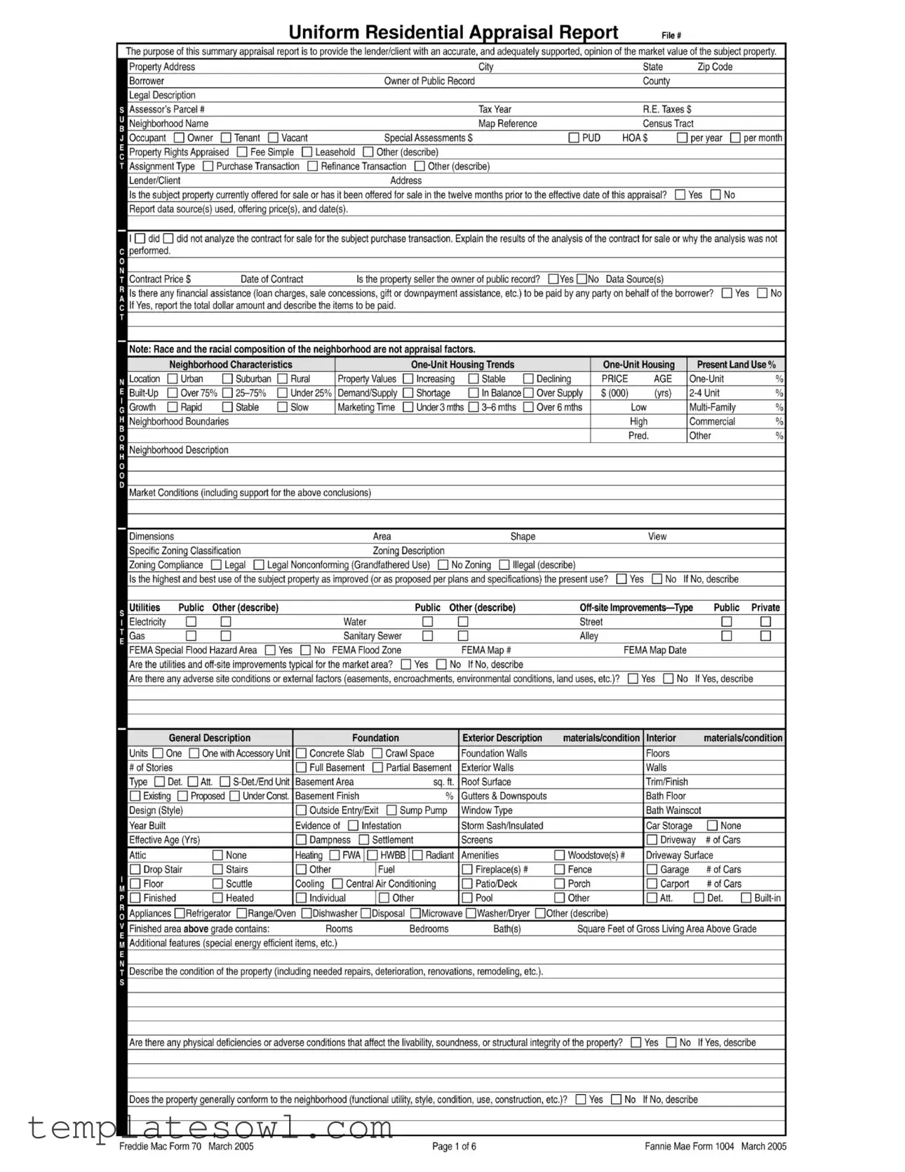 Fill Out Your 1004 Form