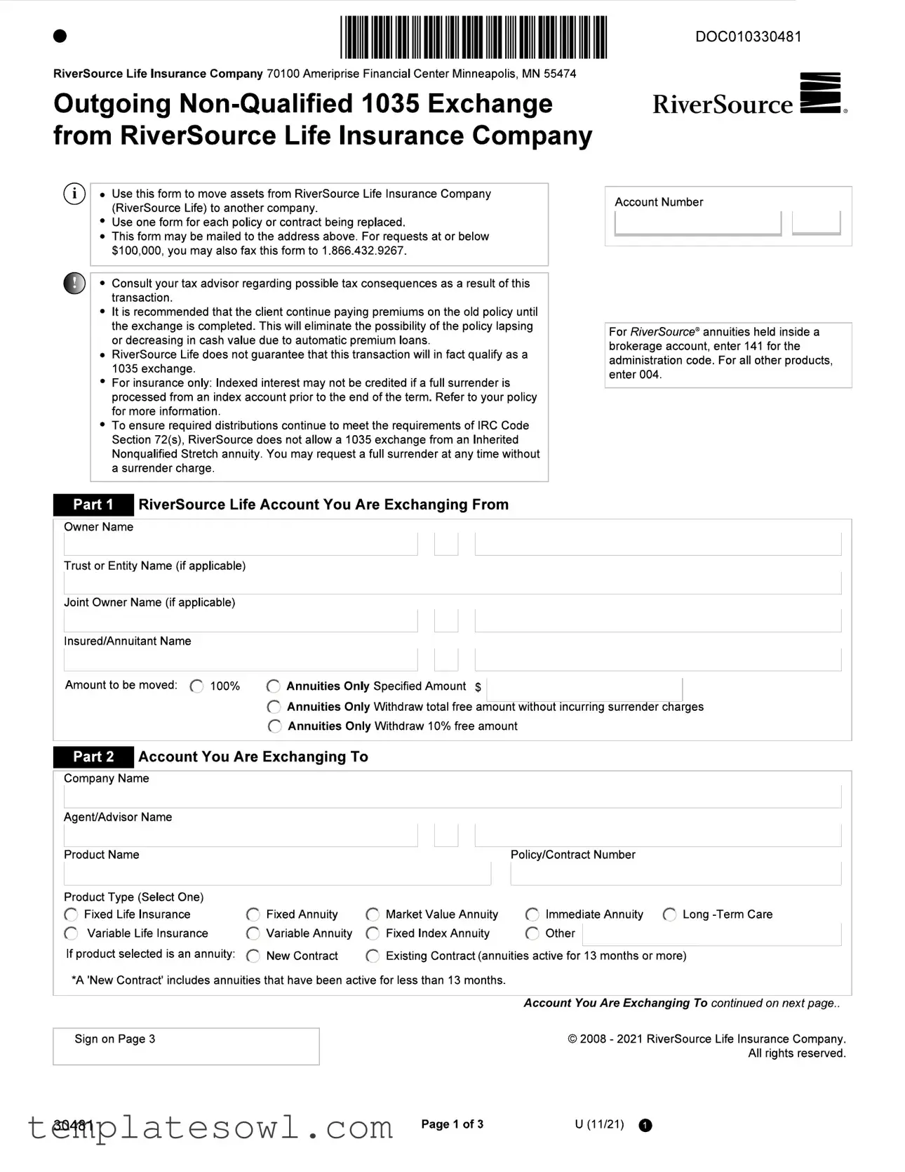 Fill Out Your 1035 Exchange Form
