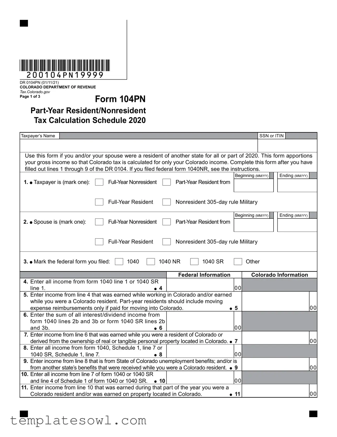 Fill Out Your 104Pn Form