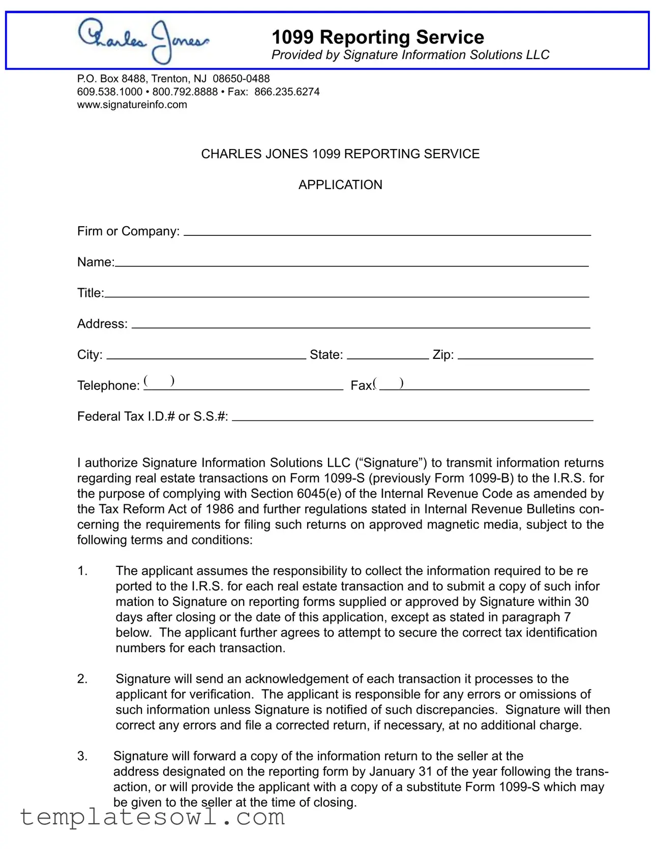 Fill Out Your 1099 Charles Jones Reporting Form