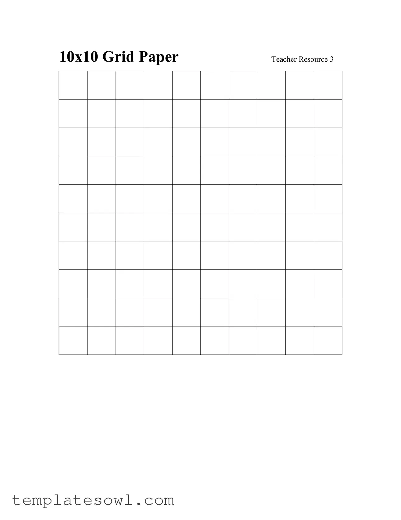 Fill Out Your 10X10 Grid To Print Form