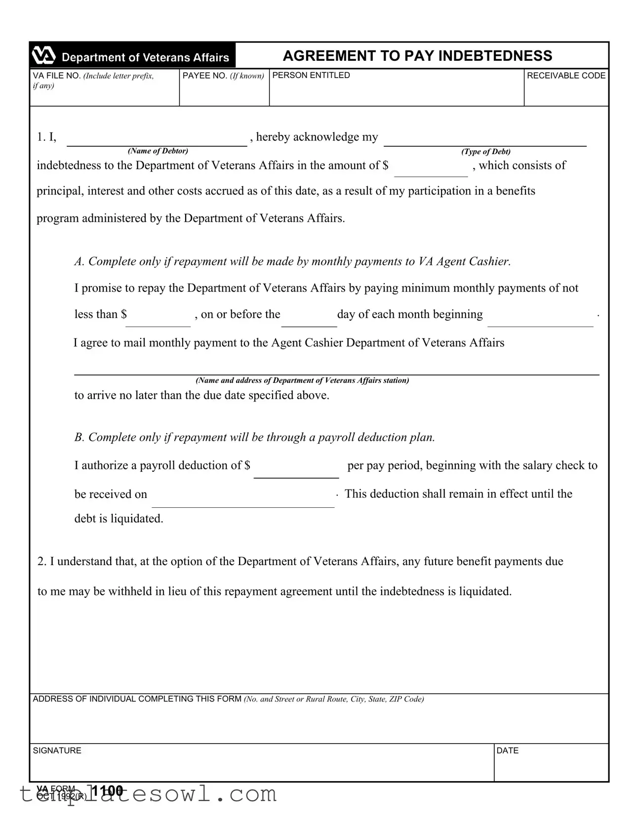 Fill Out Your 1100 Form