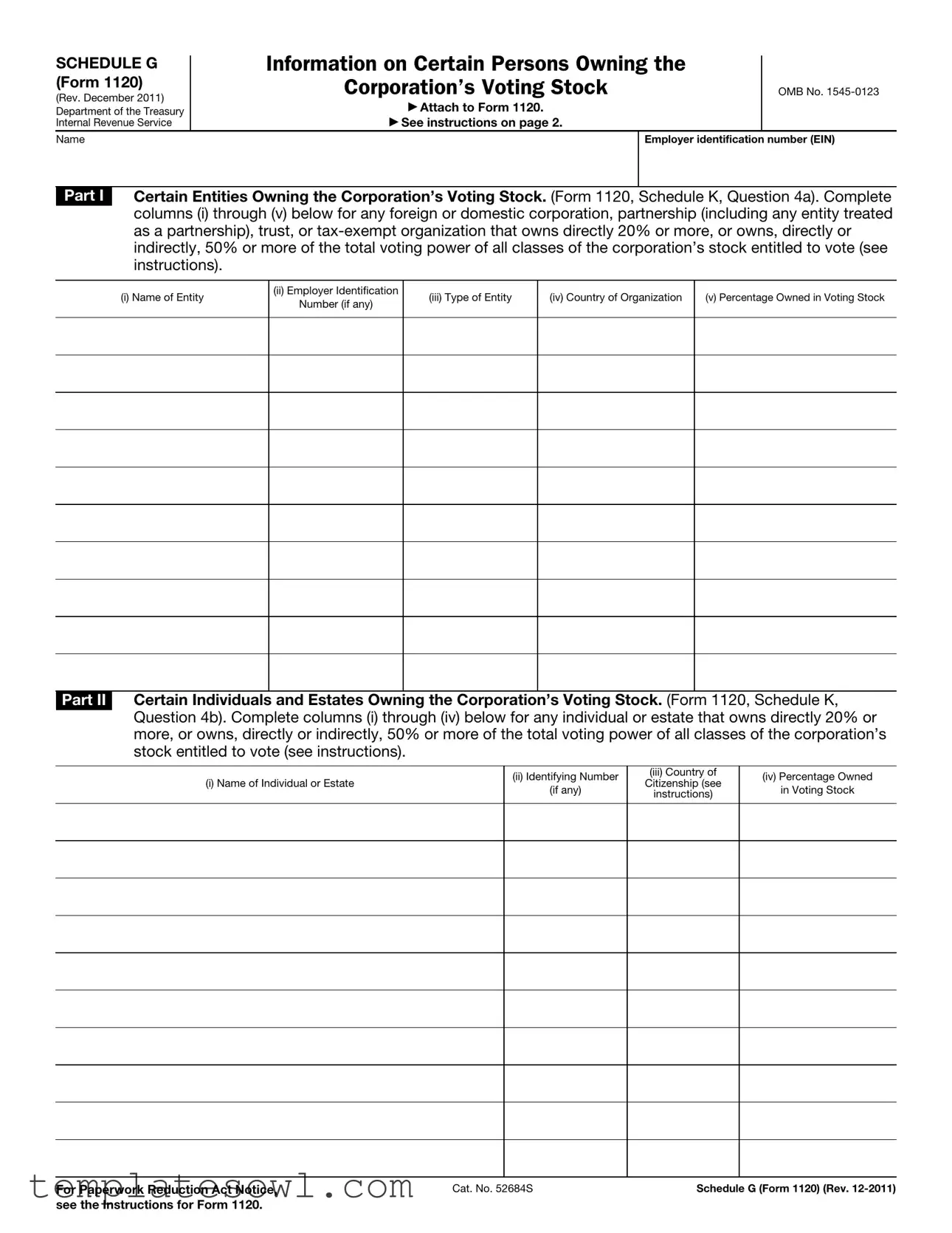 Fill Out Your 1120 Schedule G Form