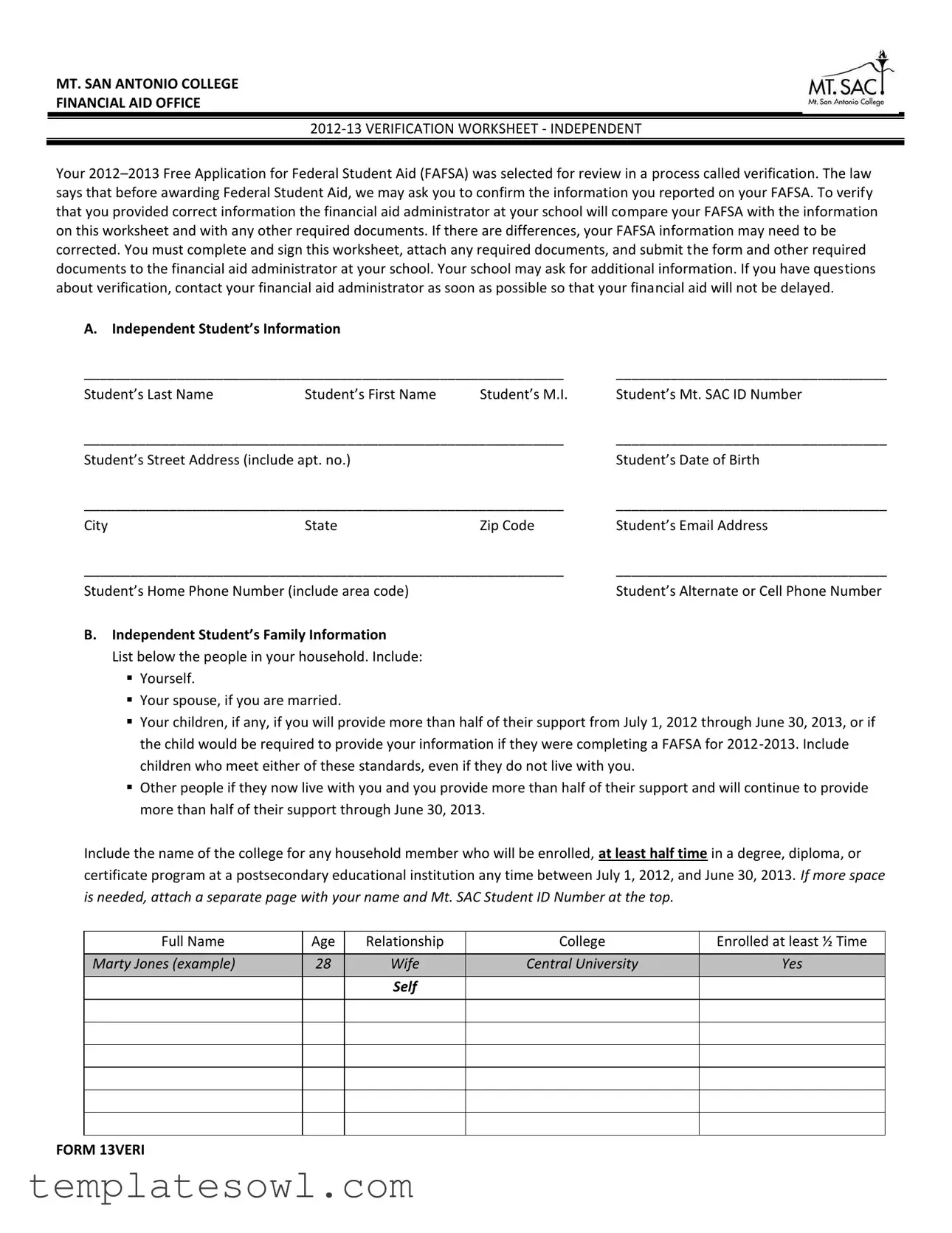 Fill Out Your 13Veri Form