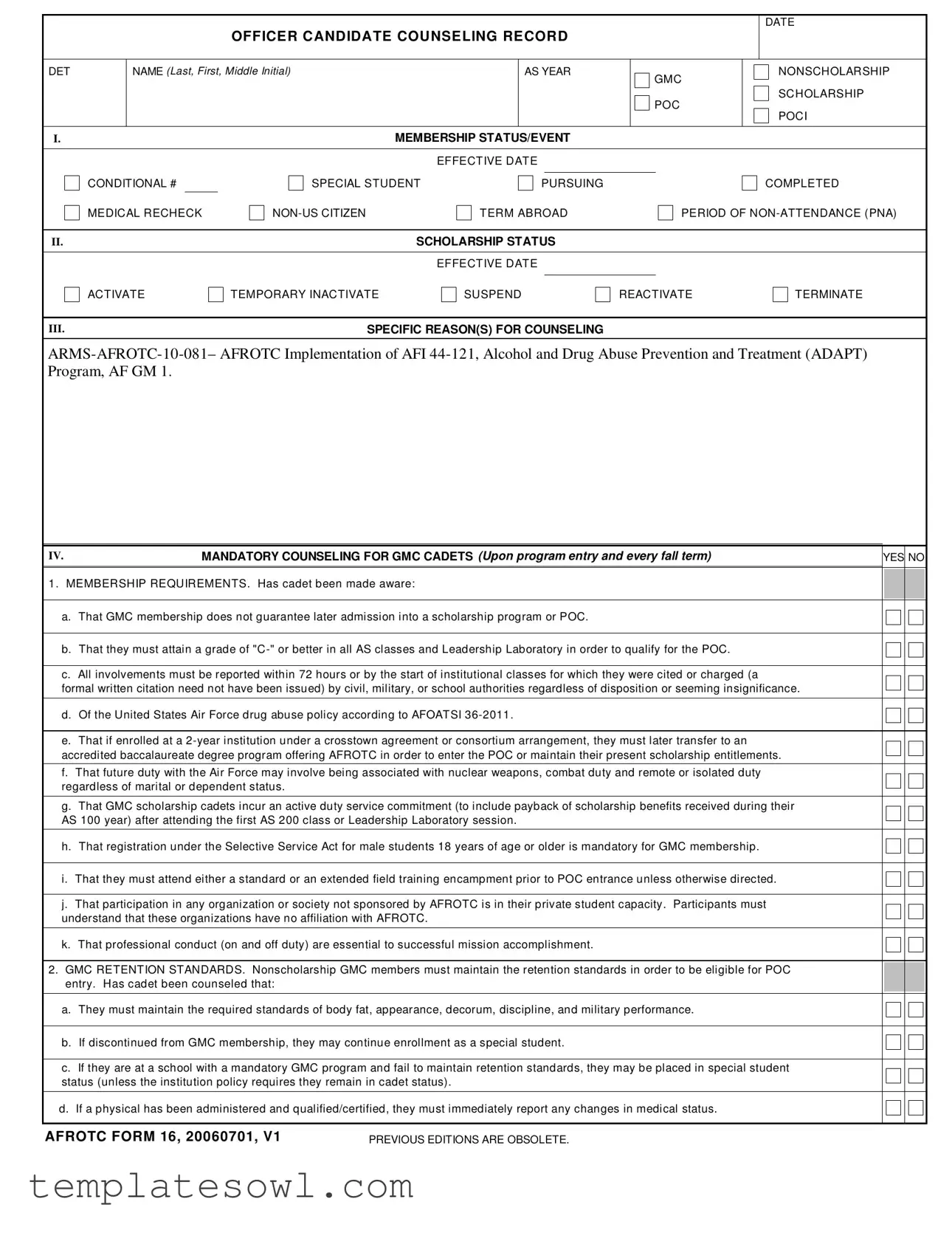 Fill Out Your 16 Afrotc Form
