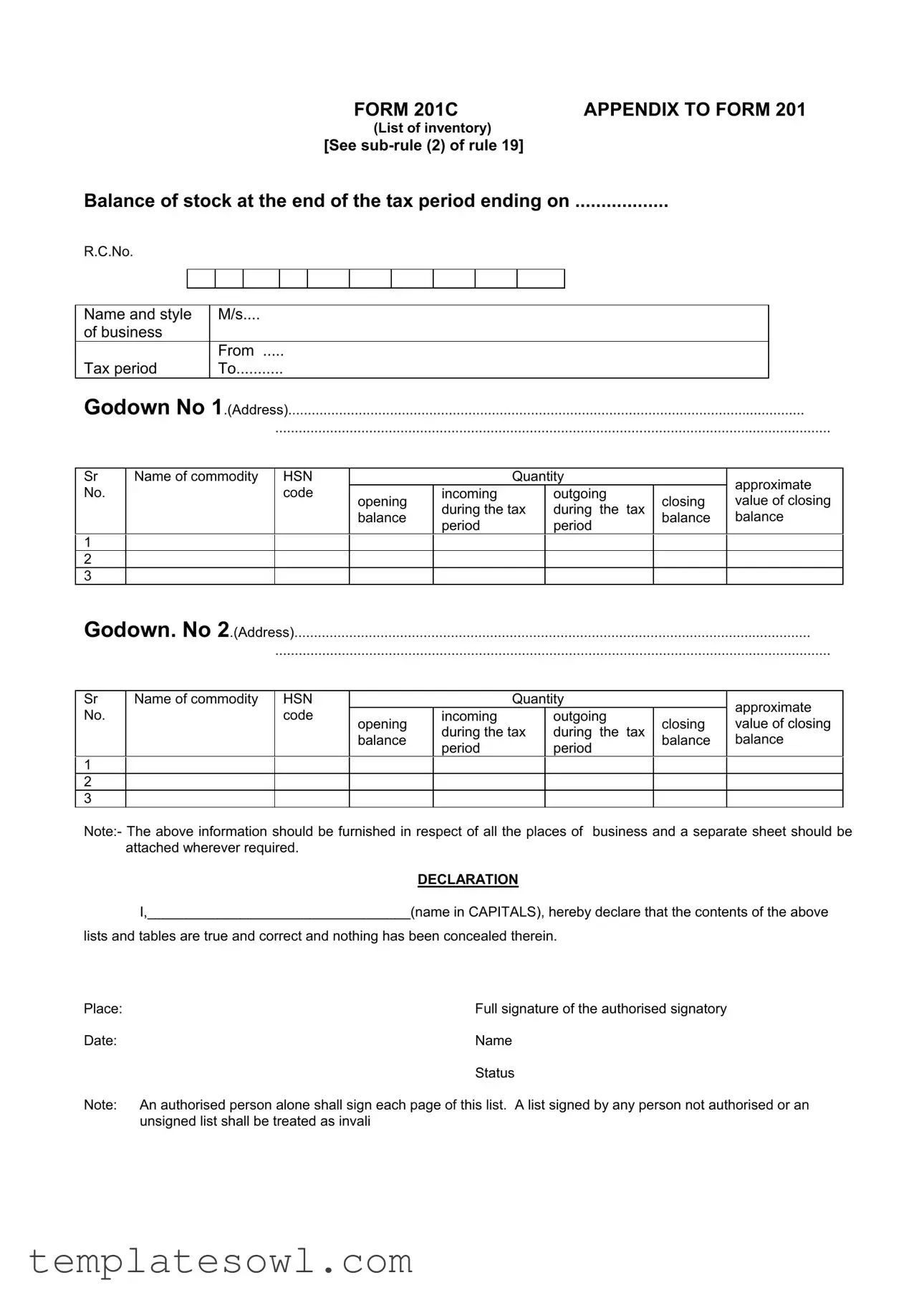 Fill Out Your 201C Form