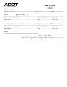Free Arizona Vehicle Bill of Sale Template