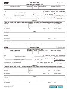 Free California Vehicle Bill of Sale Templat