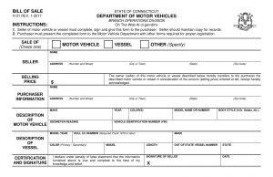 Free Connecticut Vehicle Bill of Sale Template