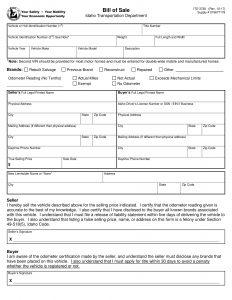 Free Idaho Vehicle Bill of Sale Template