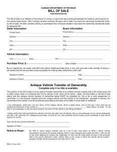 Free Kansas Vehicle Bill of Sale Template