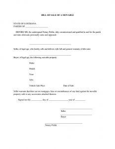 Free Louisiana Vehicle Bill of Sale Template