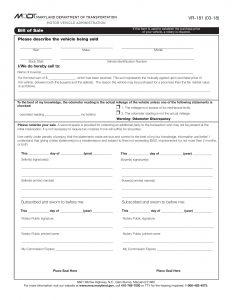 Free Maryland Vehicle Bill of Sale Template