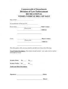 Free Massachusetts Vehicle Bill of Sale Template