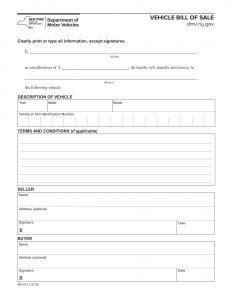 Free New York Vehicle Bill of Sale Template