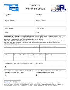 Free Oklahoma Vehicle Bill of Sale Template