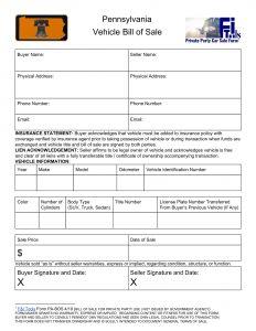 Free Pennsylvania Vehicle Bill of Sale Template