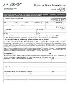 Free Vermont Vehicle Bill of Sale Template