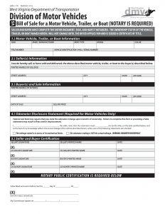 Free West Virginia Vehicle Bill of Sale Template