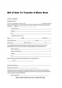 Free Alabama Boat Bill of Sale Template