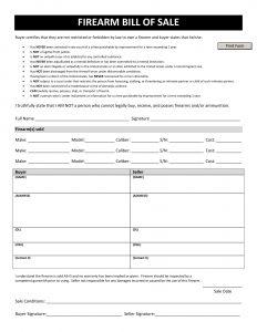 Free Firearm Bill of Sale Template