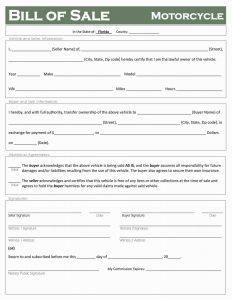 Free Florida Motorcycle Bill of Sale Template