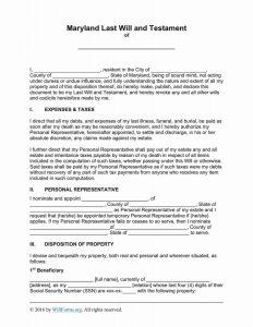 Free Maryland Last Will and Testament Template