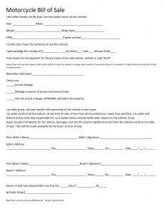 Free Motorcycle Bill of Sale Template