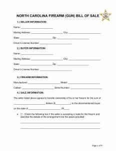 Free North Carolina Firearm Bill of Sale Template