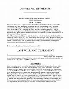 Free North Carolina Last Will and Testament Template
