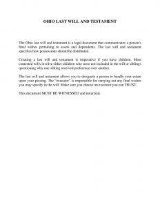 Free Ohio Last Will and Testament Template