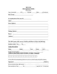 Free RV Bill of Sale Template