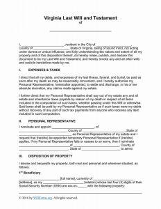Free Virginia Last Will and Testament Template