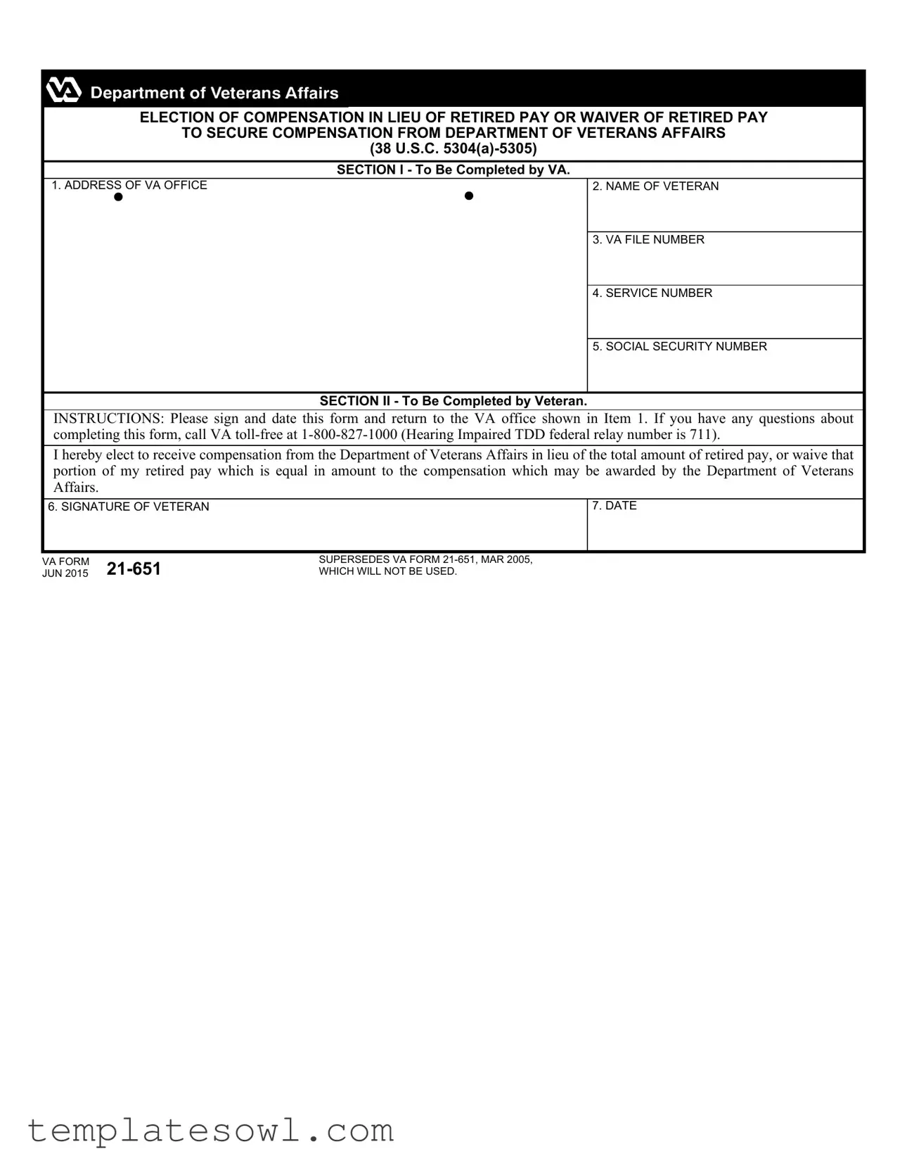 Fill Out Your 21 651 Form