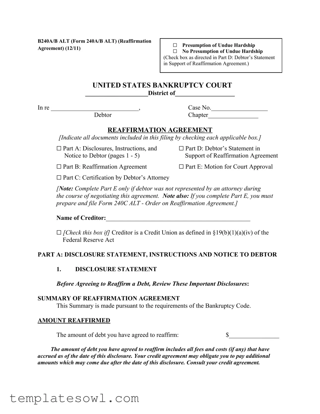 Fill Out Your 240A Form