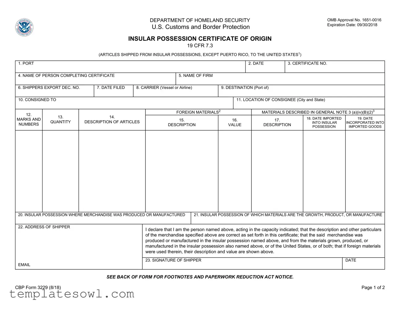 Fill Out Your 3229 Form