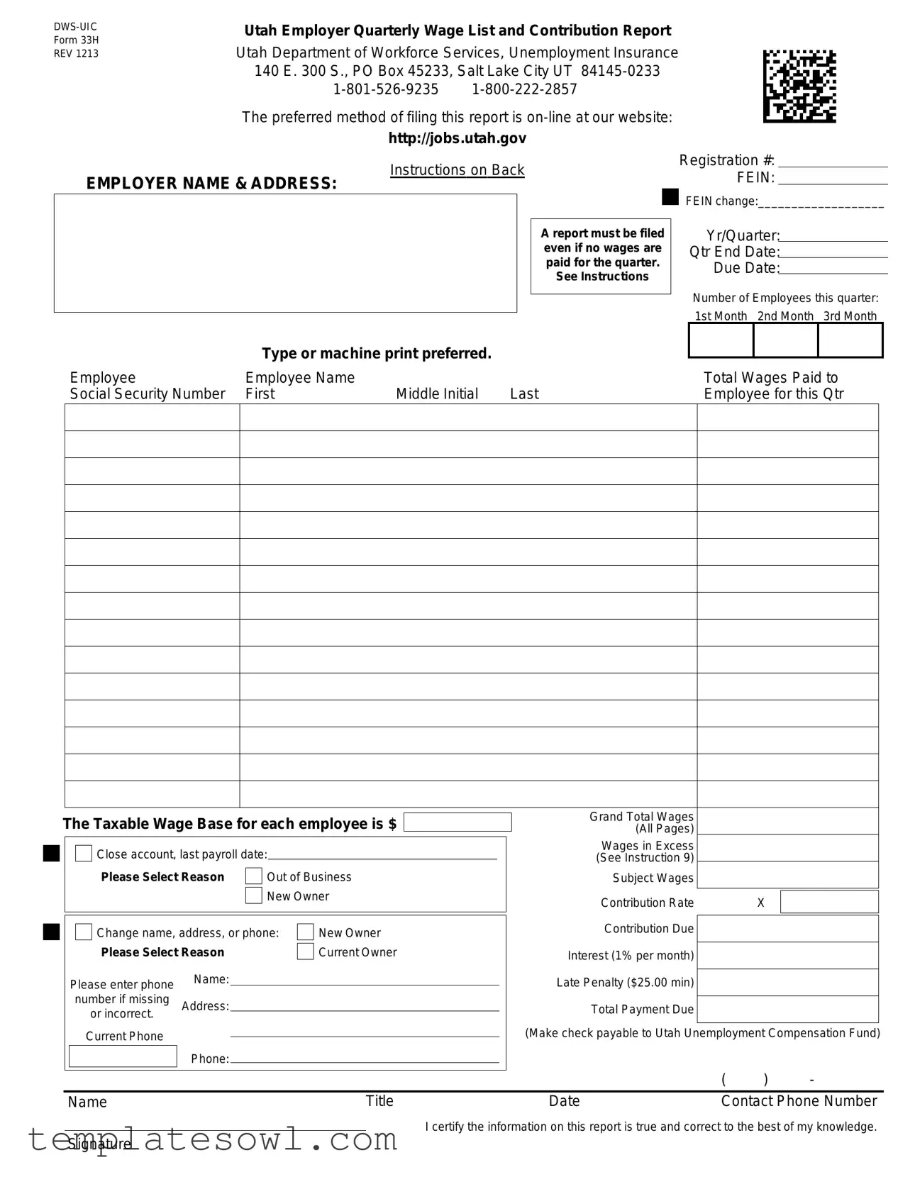 Fill Out Your 33H Form