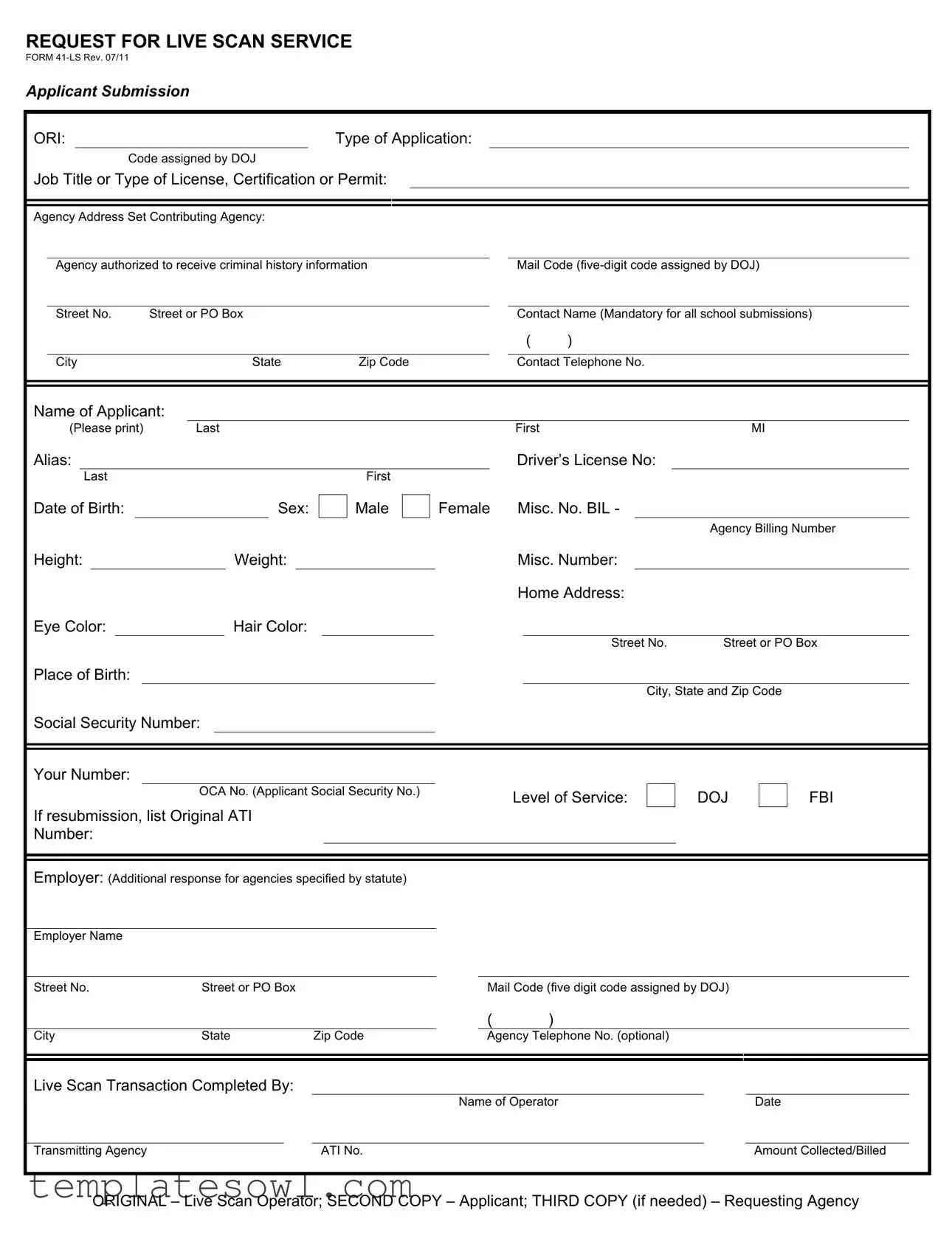 Fill Out Your 41 Ls Form