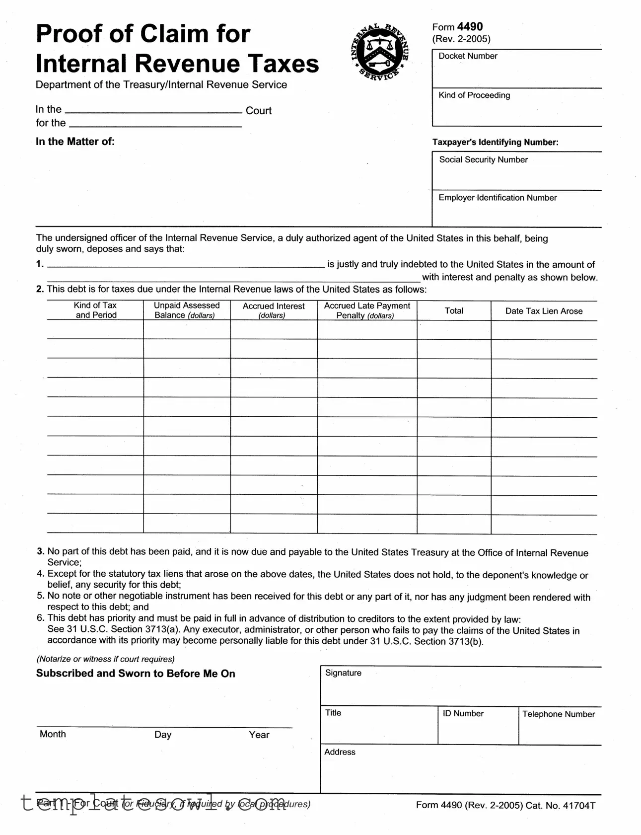 Fill Out Your 4490 Form
