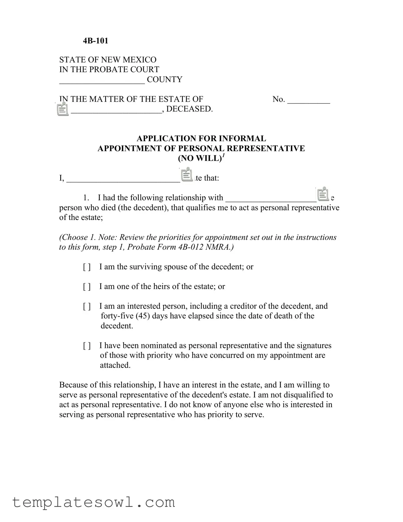 Fill Out Your 4B 101 Form