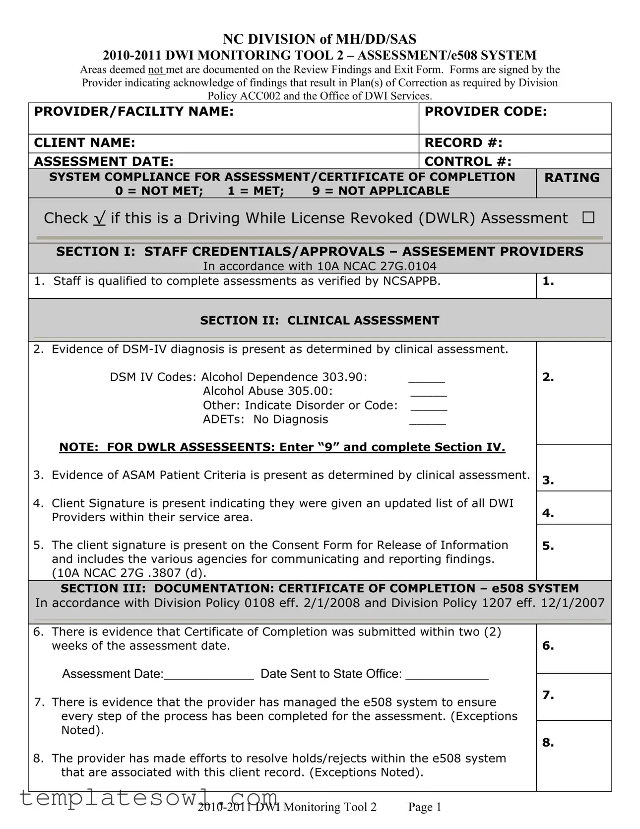 Fill Out Your 508 From Nc Dwi Services Form