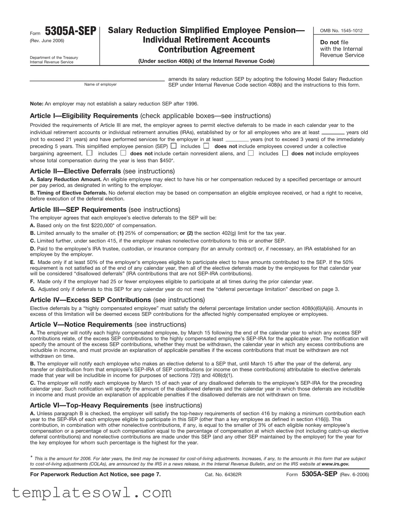 Fill Out Your 5305A Sep Form