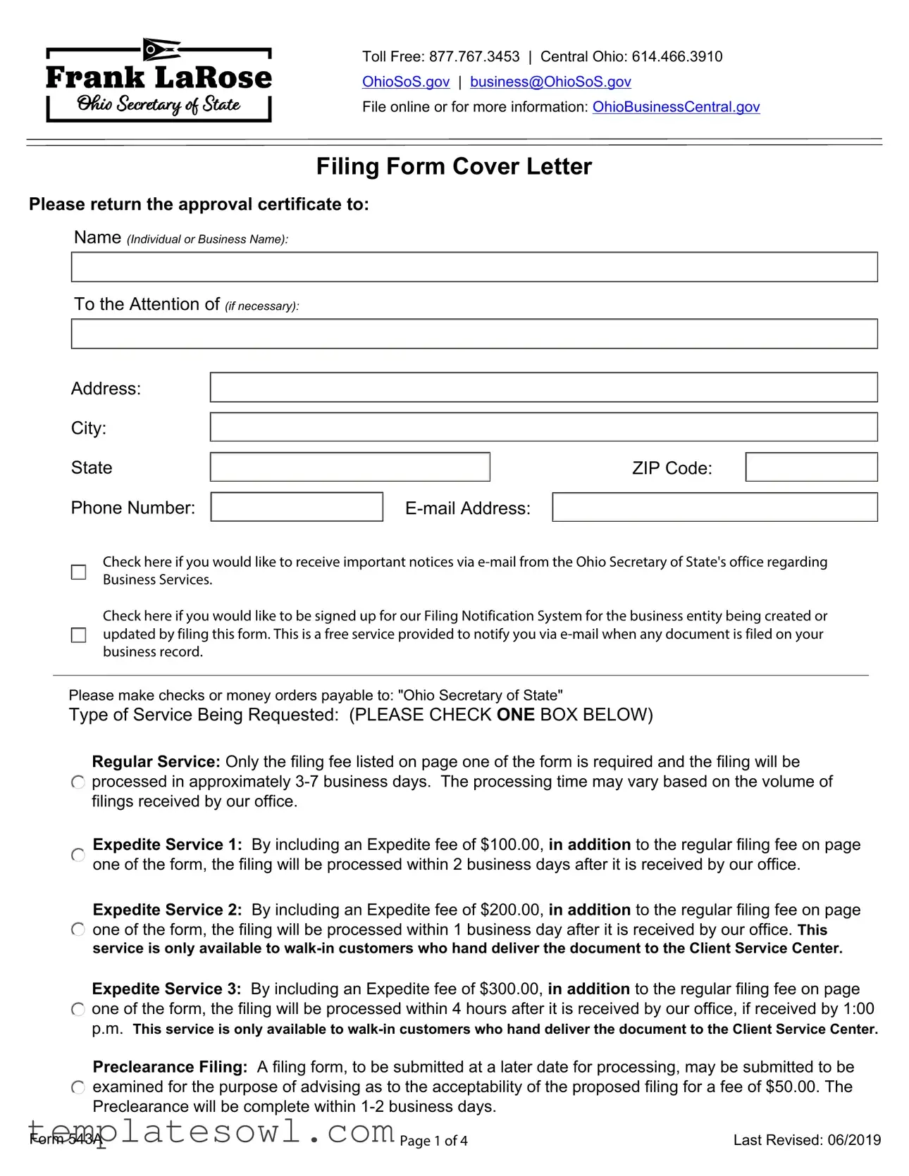 Fill Out Your 543A Form