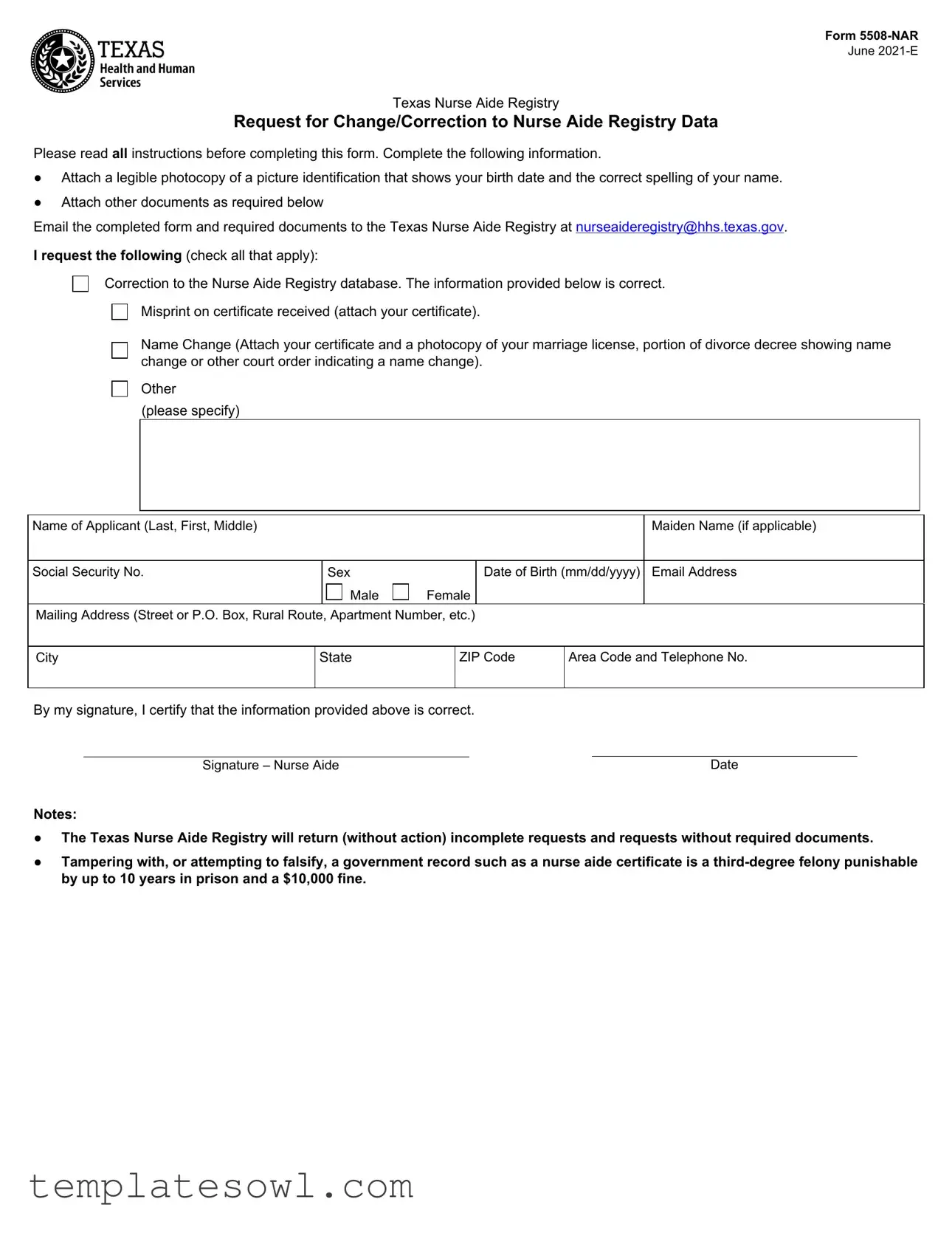 Fill Out Your 5508 Nar Form