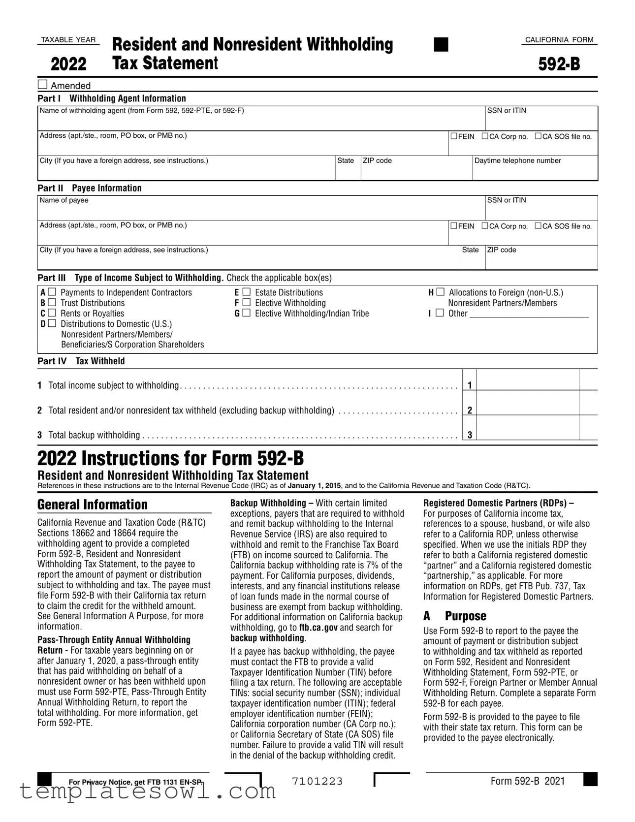 Fill Out Your 592 B Form