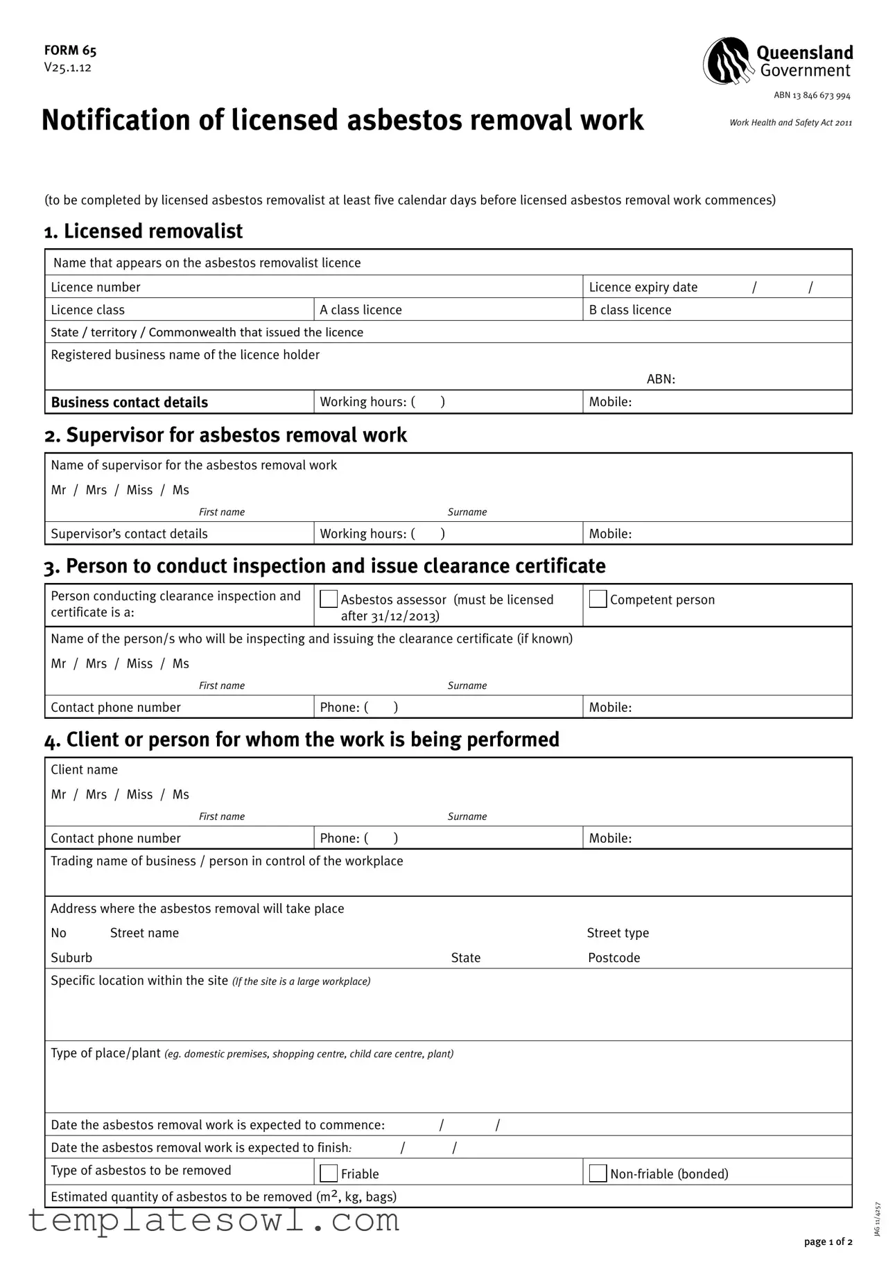 Fill Out Your 65 Asbestos Form