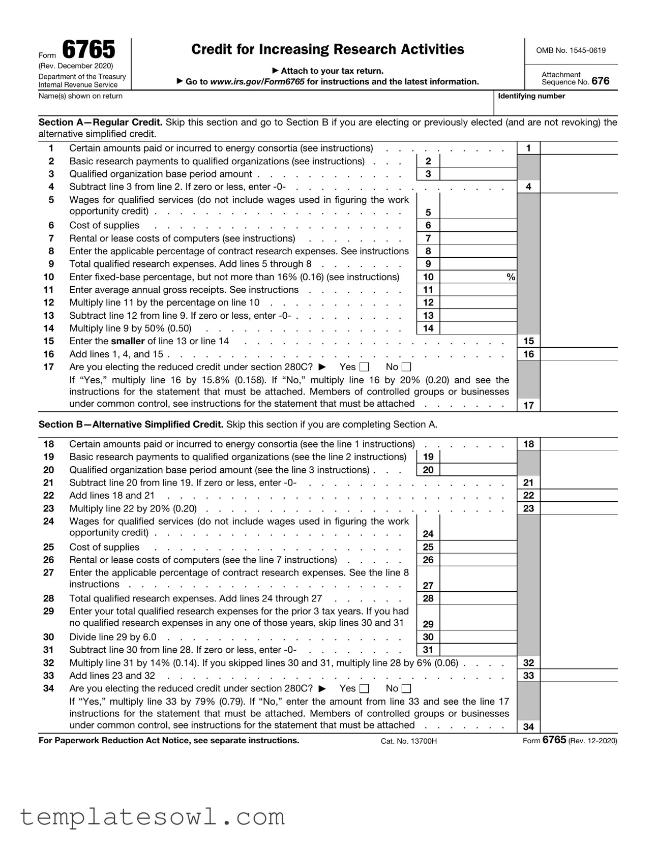 Fill Out Your 6765 Form