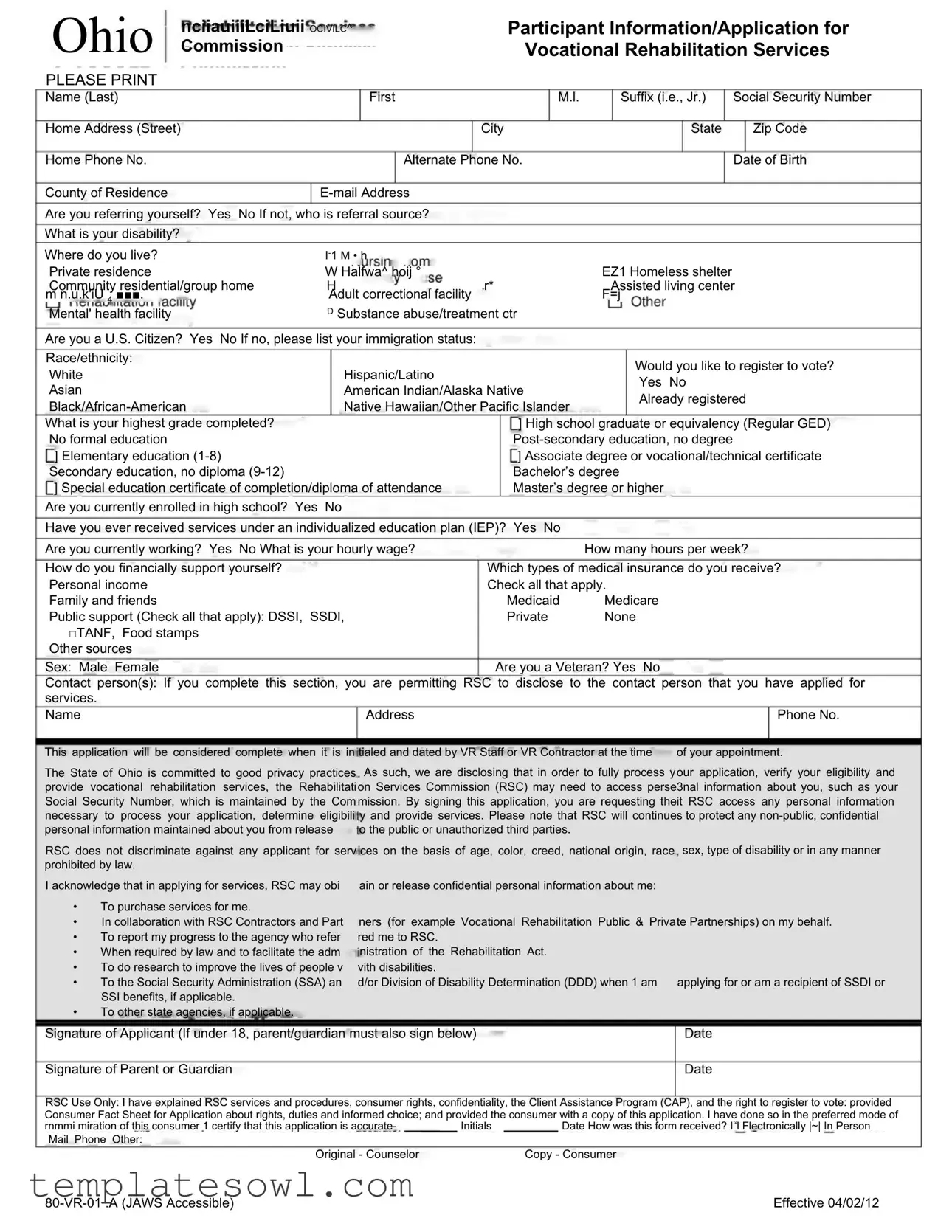 Fill Out Your 80 Vr 01 A Form